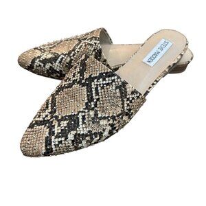 Steve Madden Women’s Size 8 Trace Studded Mule Natural Snake Print Slip On